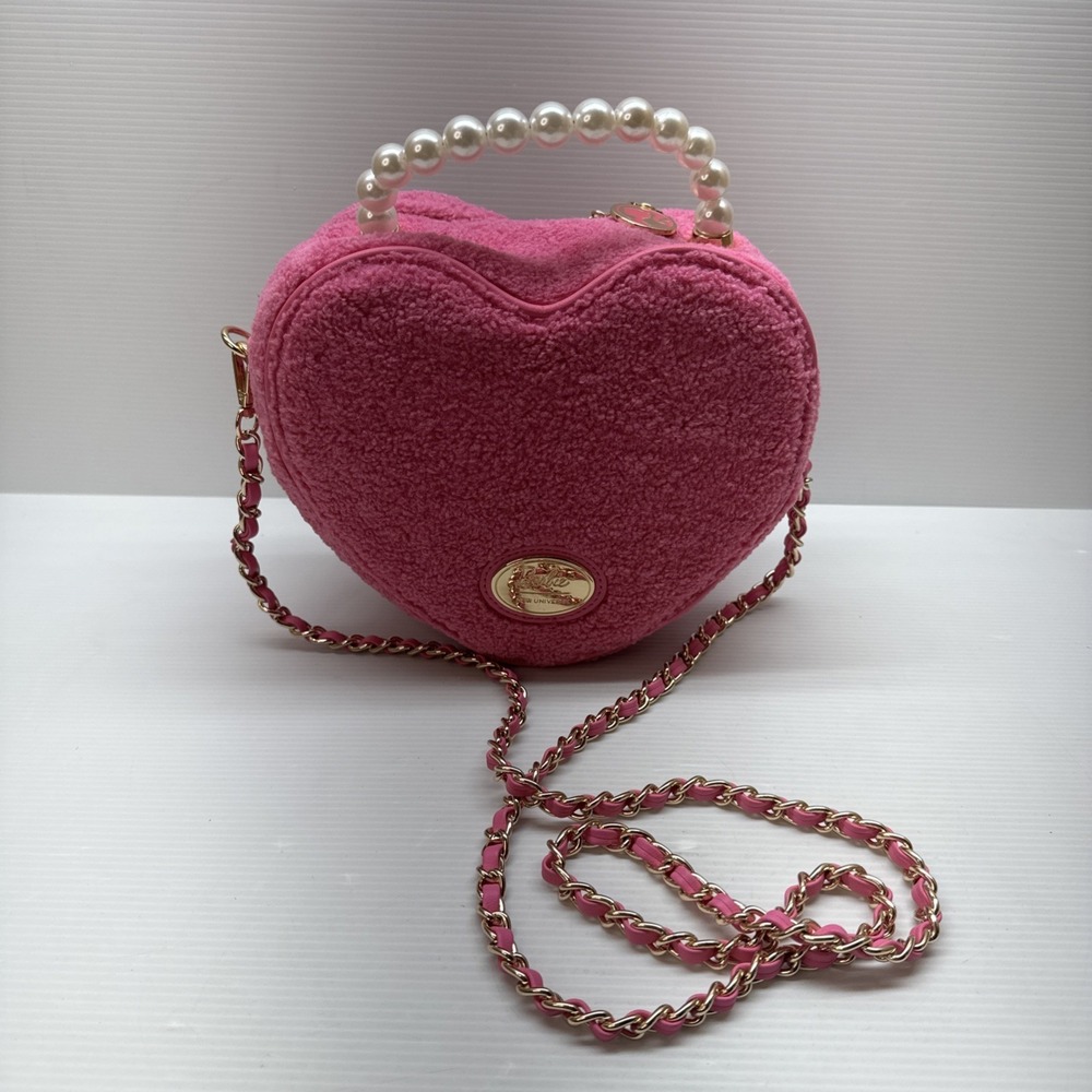 Barbie Our Universe Heart Figural Pink Sherpa Crossbody Bag - Picture 3 of 10